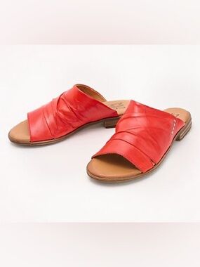 Miz Mooz Red Leather Slide Mules NWT